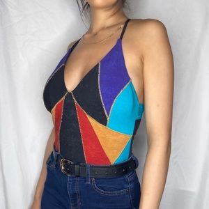 Nanette Lepore faux-suede colorblock swimsuit